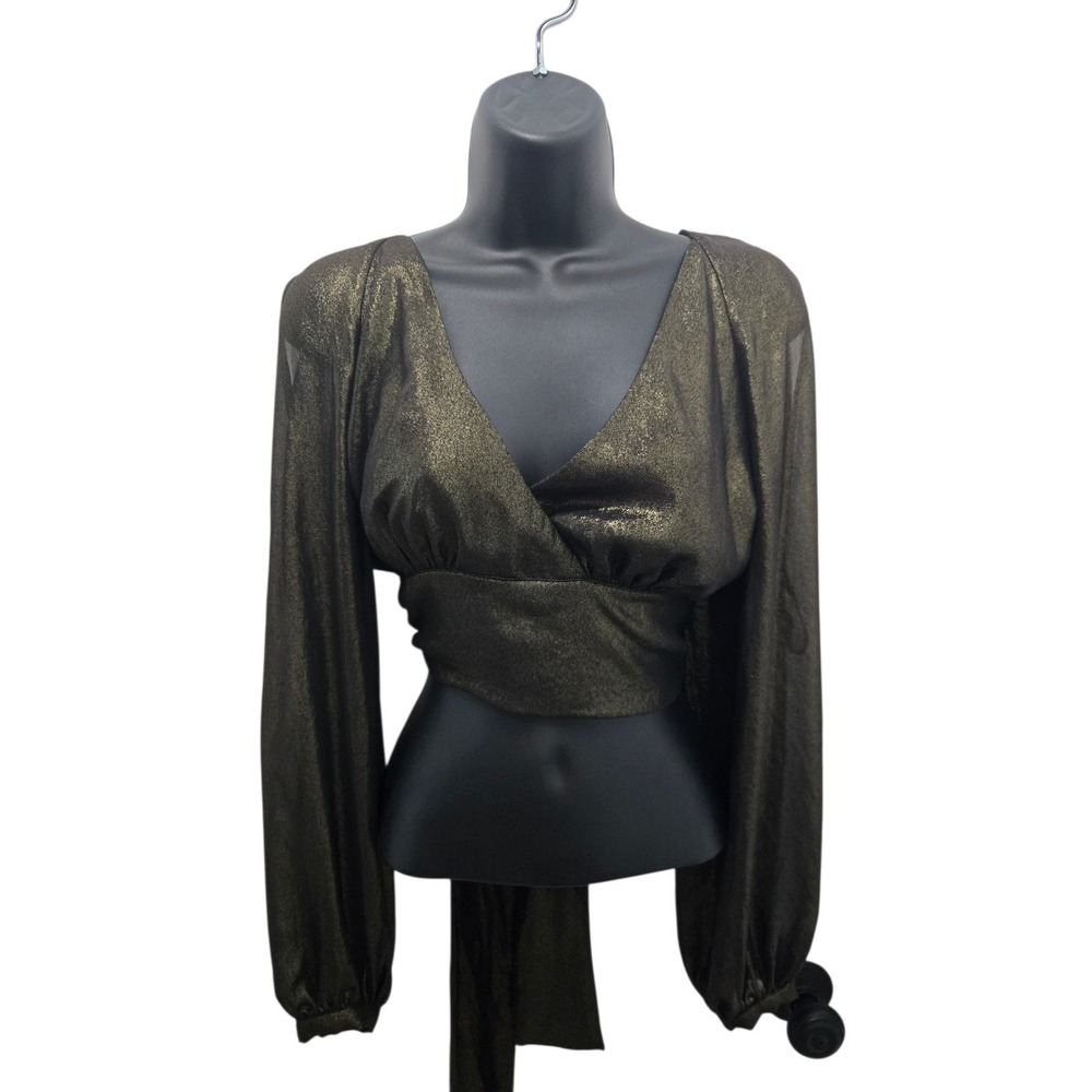 Bebe Barbarella Cropped Metallic‎ Genie Blouse - NWT - Size M